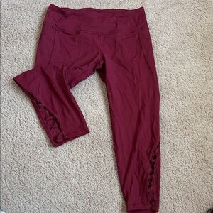 VS sport Burgundy Cropped Leggings with Side Detail